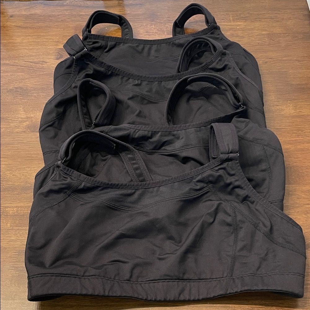 Syrokan Set of 4 Black Front Adjustable High Impact Wirefree Sports Bras 38E - Picture 2 of 7